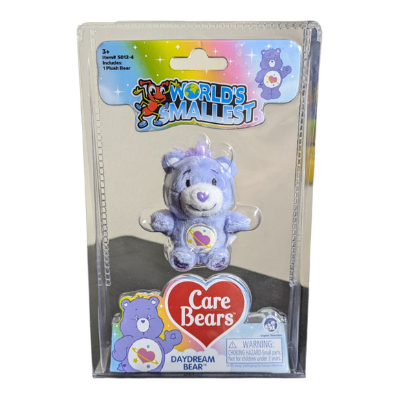 2022 World's Smallest Care Bears Plush Series 4 Daydream Bear Toy NIB Purple - Picture 1 of 6